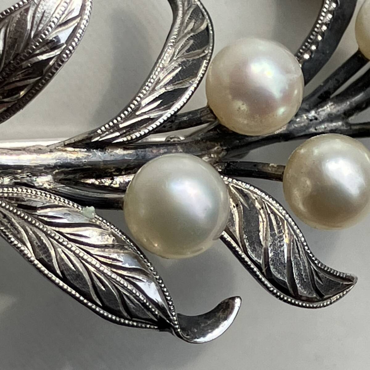 銀の枝に真珠の実のブローチ ヴィンテージの画像6