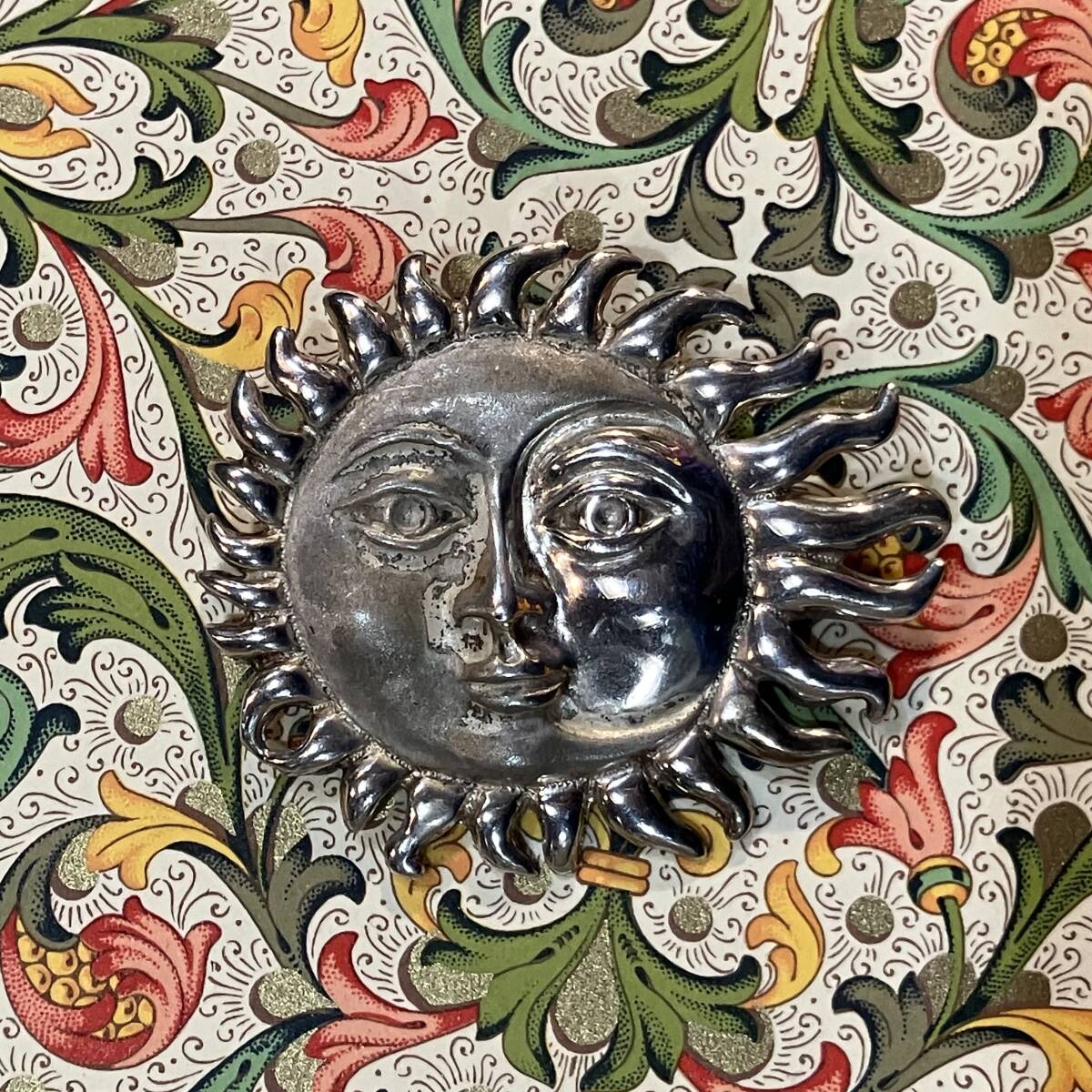 太陽の顔のブローチ シルバー925 メキシコ製の画像7