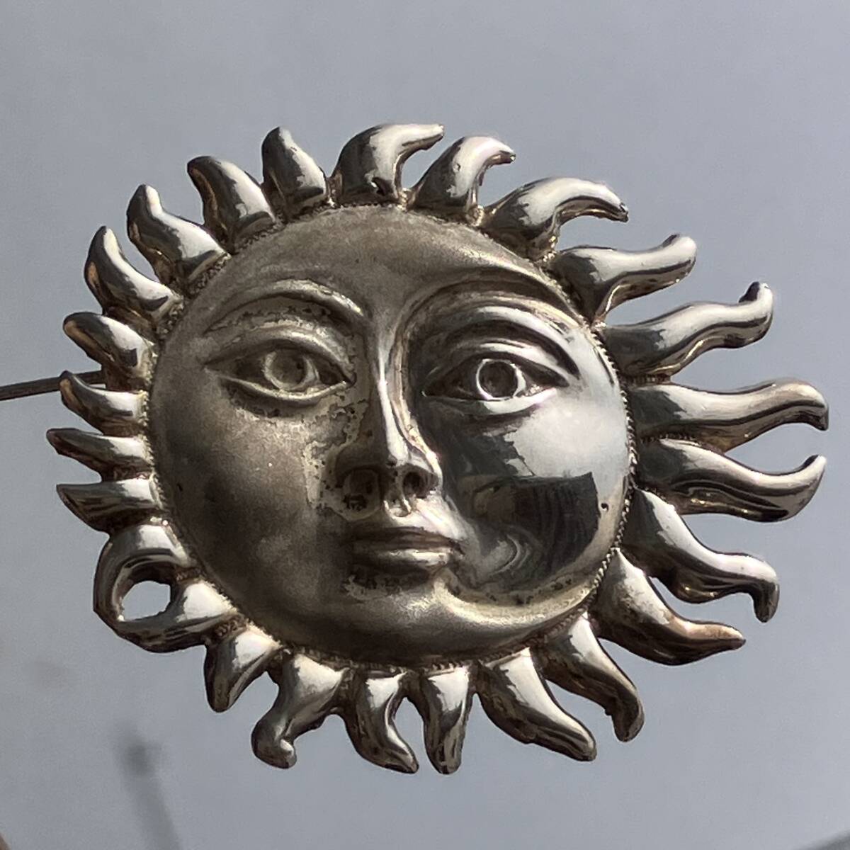 太陽の顔のブローチ シルバー925 メキシコ製の画像8