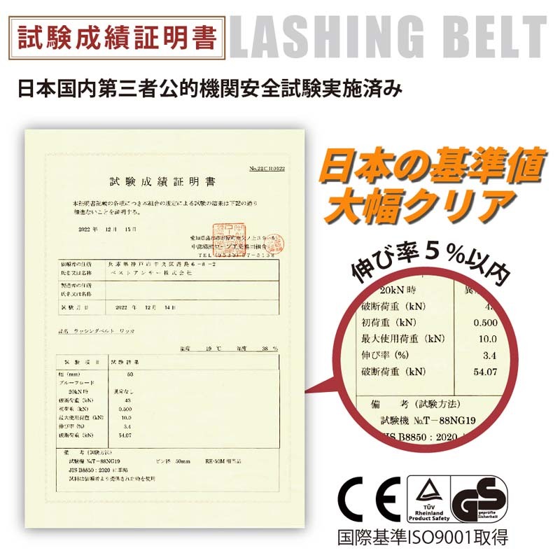 10セット ラッシングベルト ワッカ 幅50mm 固定側1m 巻側7m ラチェットバックル式 工具 作業 運搬用ベルト 荷締め 種類豊富 金具_画像10