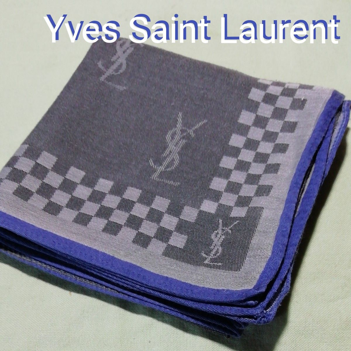【USED美品】ハンカチ　イブサンローラン　Yves Saint Laurent　カサンドラライン総ロゴ