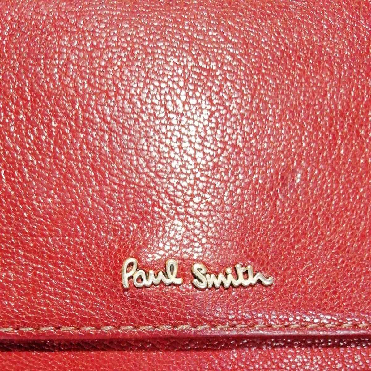 【USED良品】二つ折り長財布　ポールスミス　Paul Smith　レッド　レザー　本革　ロングウォレット