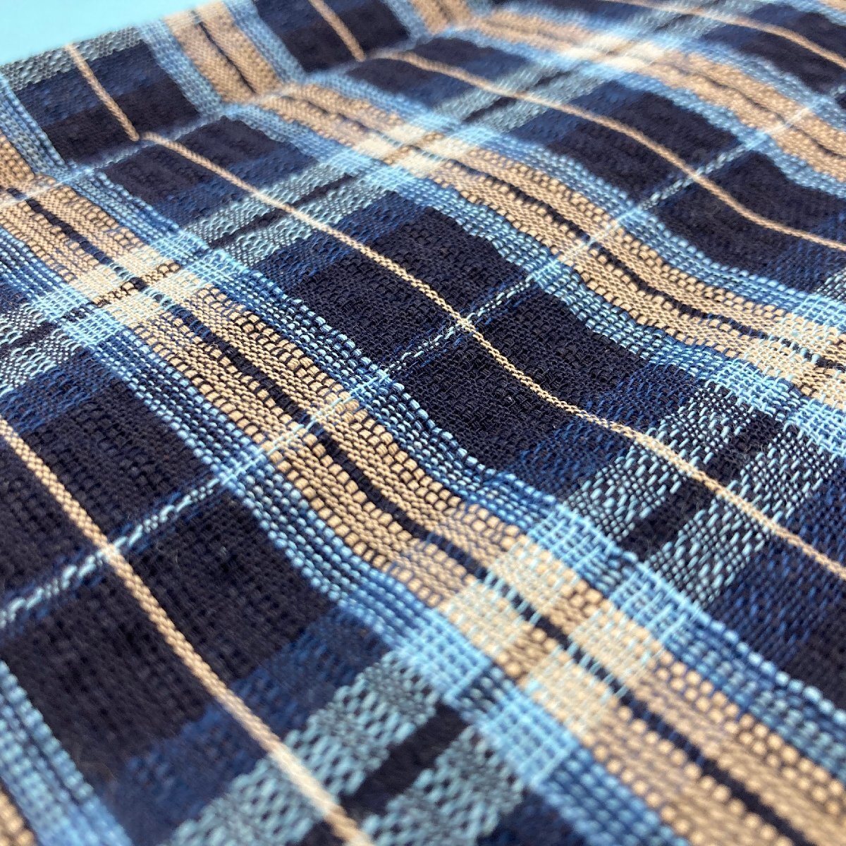 [10191N143] cloth . wave regular Indigo ... woven tradition handicraft Japanese clothes cloth Japanese clothes yukata remake hand made simplified blue check 