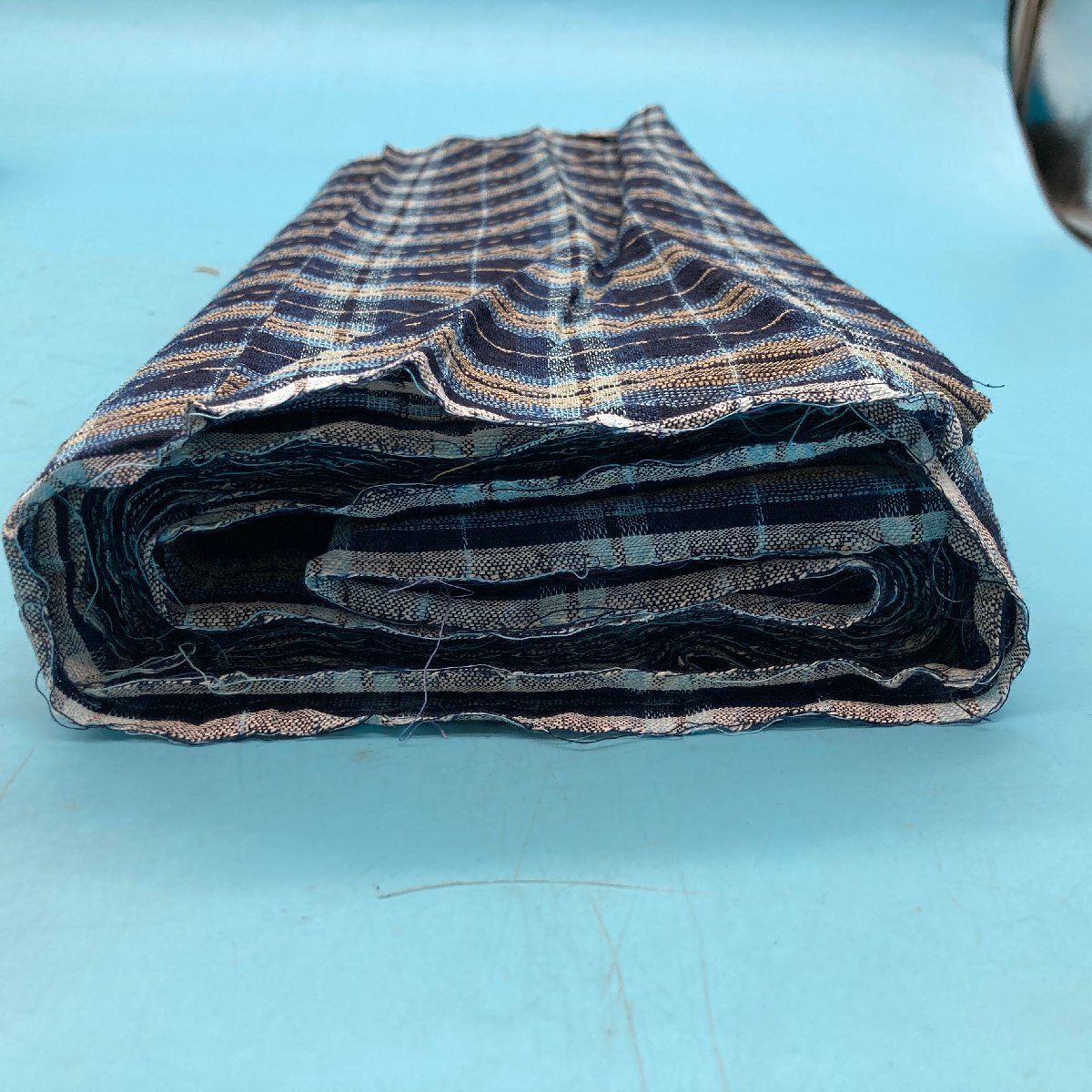 [10191N143] cloth . wave regular Indigo ... woven tradition handicraft Japanese clothes cloth Japanese clothes yukata remake hand made simplified blue check 