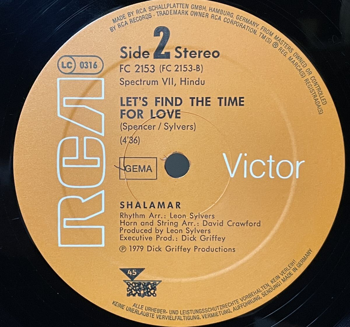 SHALAMAR / FULL OF FIRE , LET'S FIND THE TIME FOR LOVE 中古盤12インチの画像4