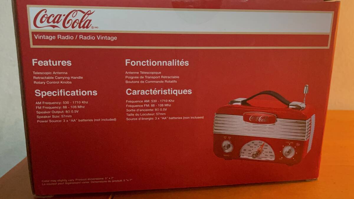 コカ・コーラ アンティーク ラジオ Coca-Cola Coca Cola CCR01 Vintage Style Am/FM Radioの画像6