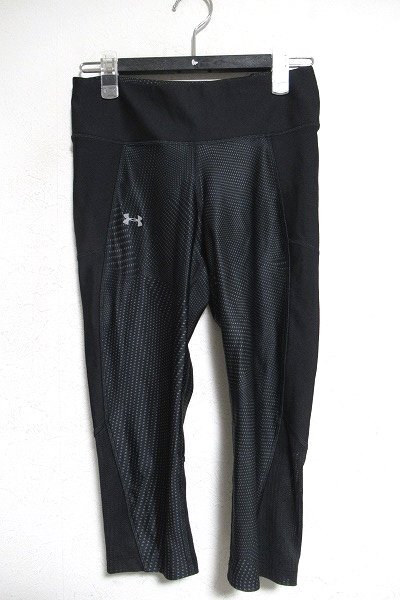 N6761:UNDER ARMOUR(アンダーアーマー)ヒートギアコンプレッションカプリ丈レギンス 1297934/黒/women's M:35_画像1