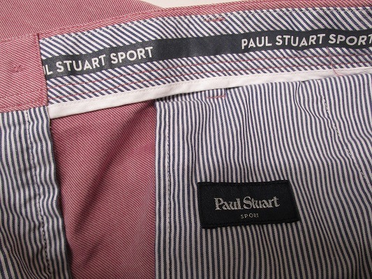 k6618：Paul Stuart(ポール・スチュアート) リネン混 綿麻 スラックス 92 パンツ/ゴルフウェア 赤系 メンズ紳士：5_画像9