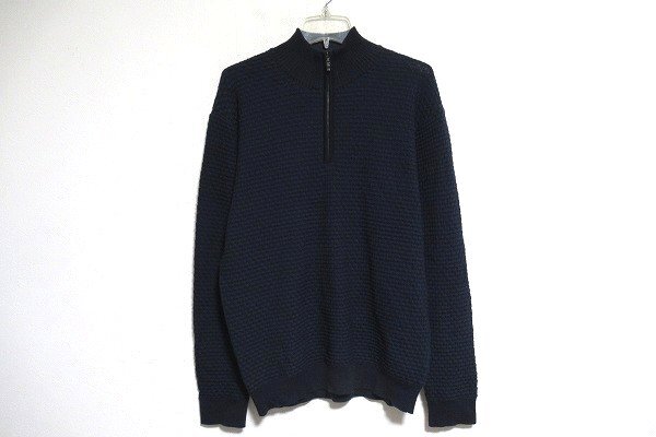 N6796:INTERMEZZO( Inter metso) половина Zip шерсть вязаный свитер / темно-синий /LL:35