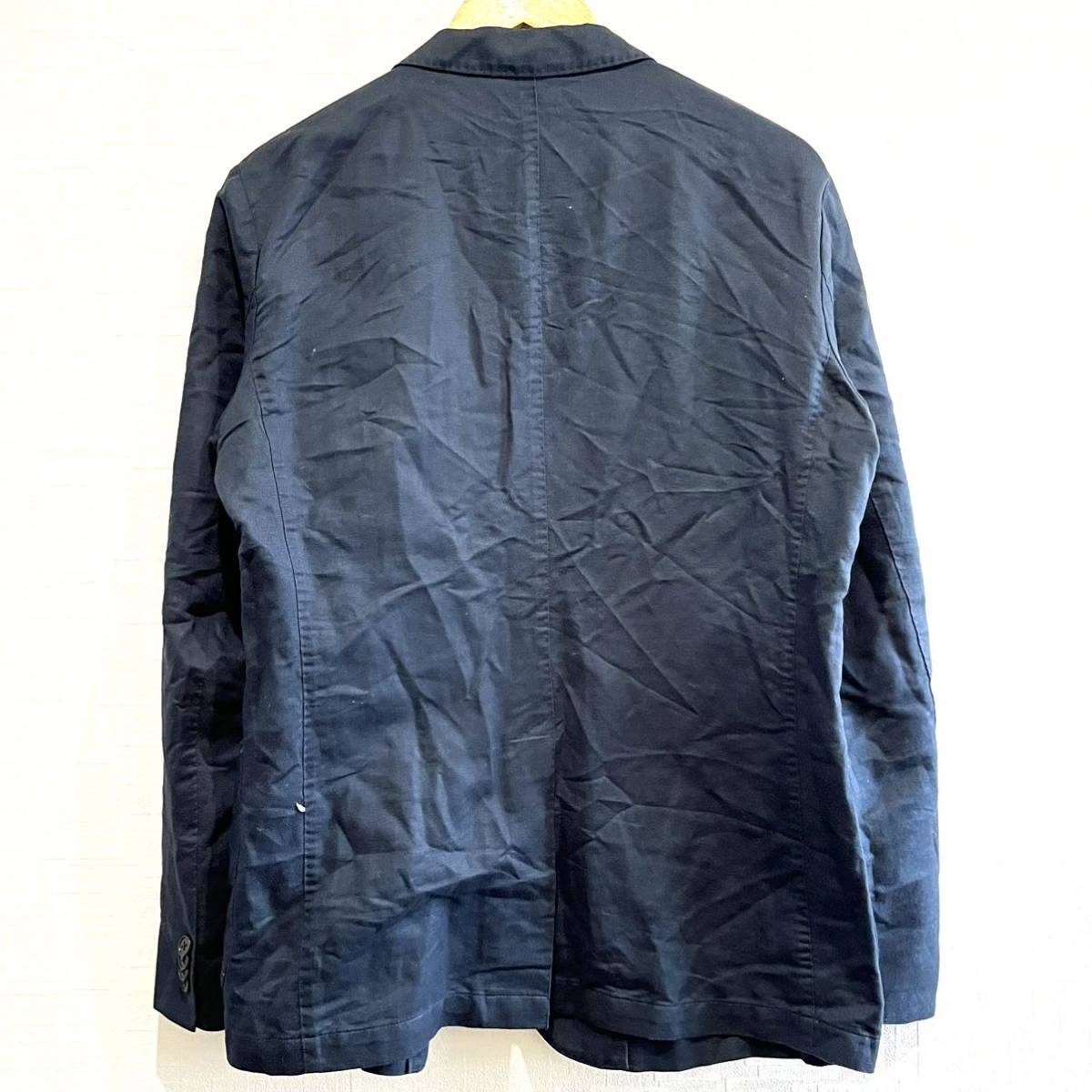 【UNIQLO】ユニクロ ジャケット テーラードジャケット ブレザー 無地 シンプル ゆるカジ 紳士 オフィス ビジネス 麻 綿 紺 メンズ M/1299ZZの画像2