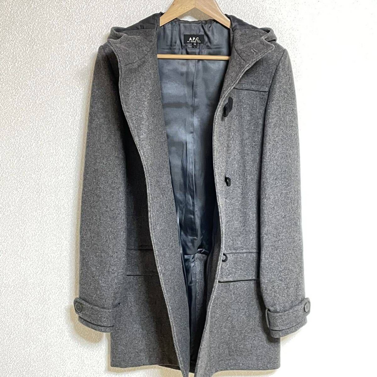 [A.P.C] A.P.C. duffle coat long coat hood dark gray series grey series toggle button Poland men's size XS/Y8640FF