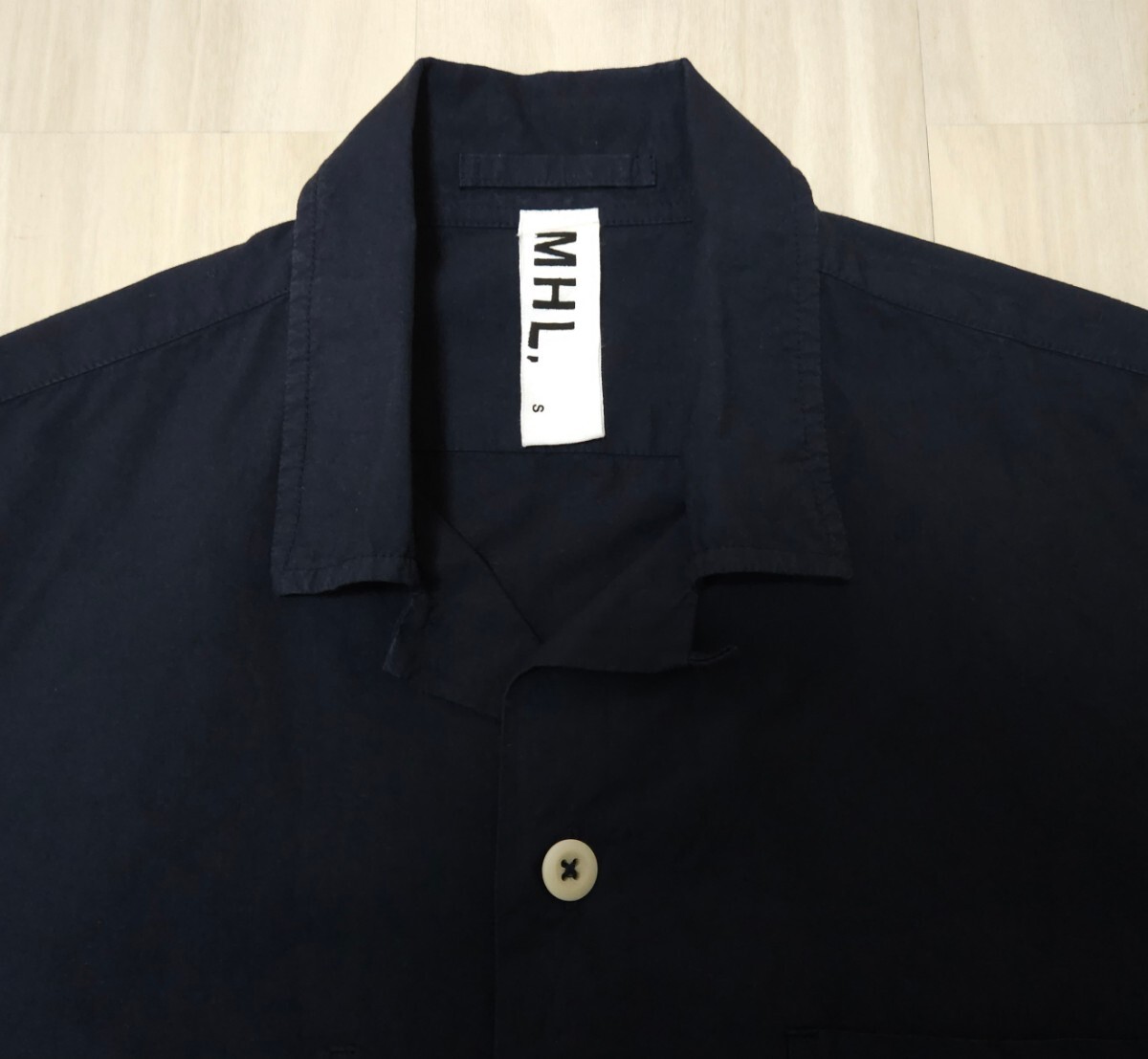 MHL. オープンカラーシャツ ネイビー Sサイズ エムエイチエル 日本製 MARGARET HOWELL マーガレットハウエル_画像4