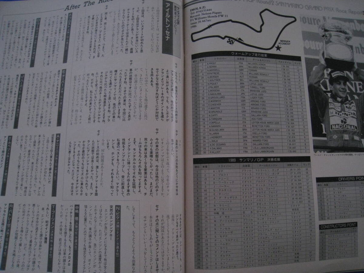 ■F1 CAR MAGAZINE F1カーマガジン 1989年6月 スポーツマガジン6月号増刊 表紙：A・セナ 鈴木亜久里 G・ベルガー F1 当時物◆古本◆_画像9