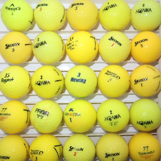 50個 カラーボール イエロー Cランク 練習用 ロストボール メーカー混合 ゴルフボール 送料無料 sntの画像8