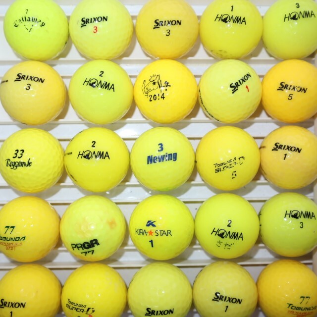 50個 カラーボール イエロー Cランク 練習用 ロストボール メーカー混合 ゴルフボール 送料無料 sntの画像6