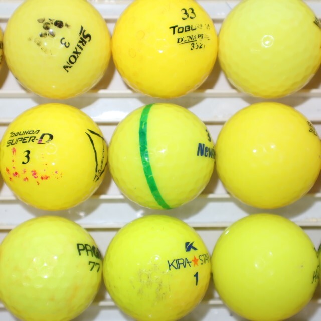 50個 カラーボール イエロー Cランク 練習用 ロストボール メーカー混合 ゴルフボール 送料無料 sntの画像10