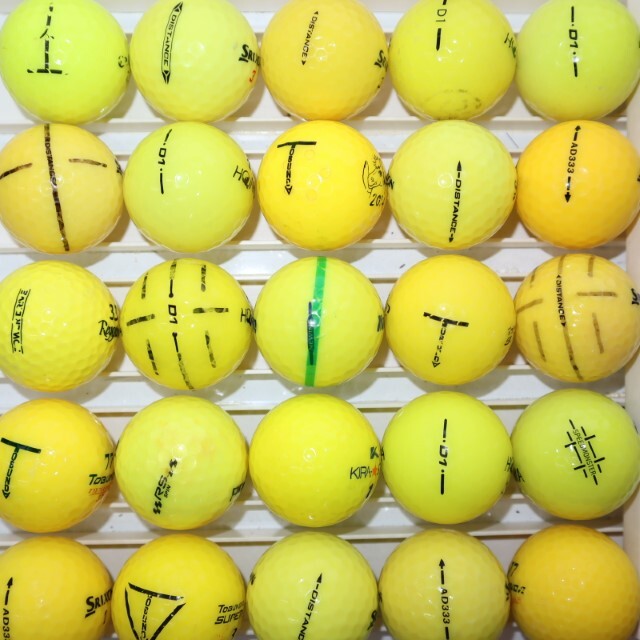 50個 カラーボール イエロー Cランク 練習用 ロストボール メーカー混合 ゴルフボール 送料無料 sntの画像7