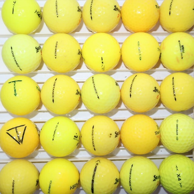 50個 カラーボール イエロー Cランク 練習用 ロストボール メーカー混合 ゴルフボール 送料無料 sntの画像3