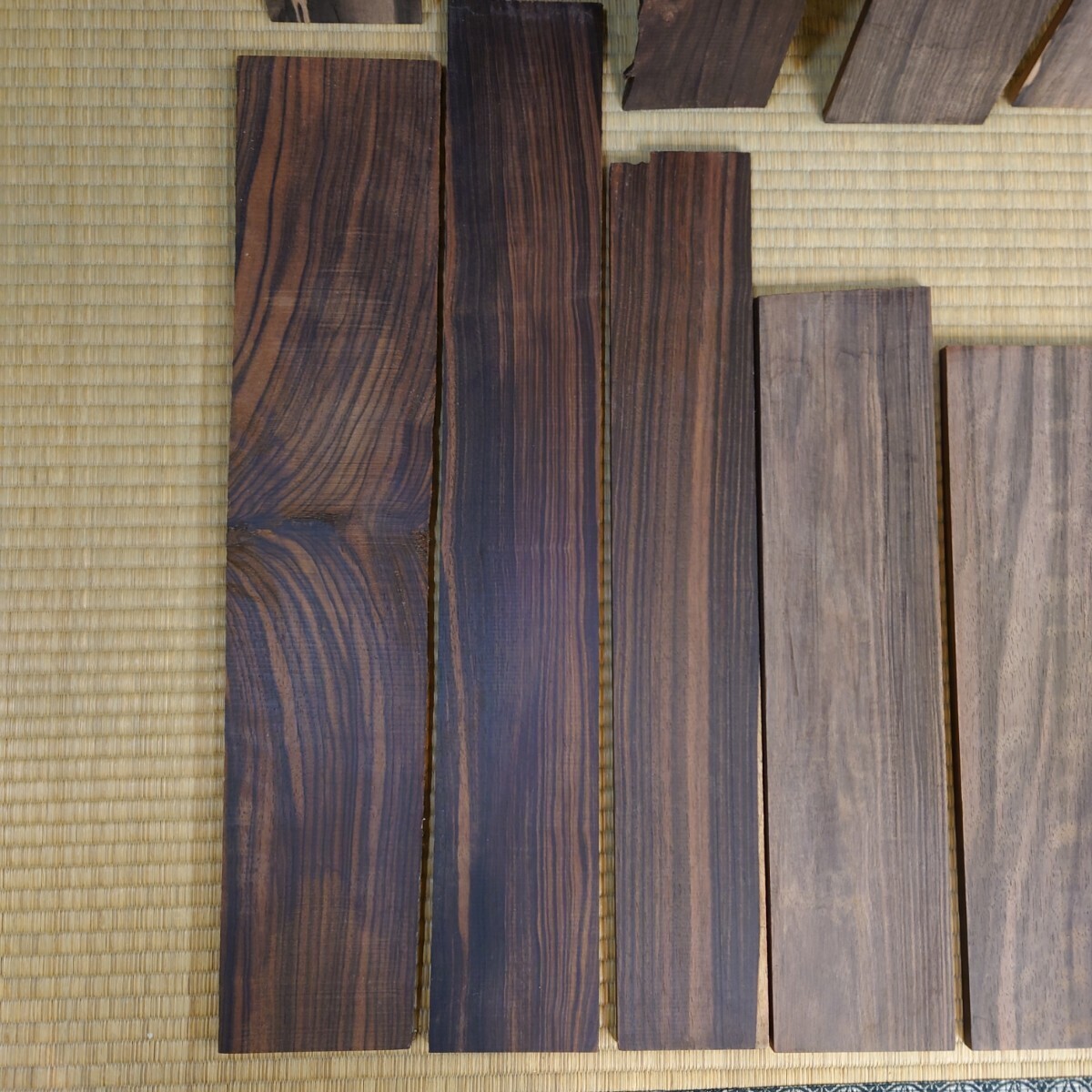 【黒檀 端材】375×65㎜〜580×10㎜ 厚さ6㎜〜10㎜総重量約4.8㎏ 木材 材料 未塗装 エボニー の画像6