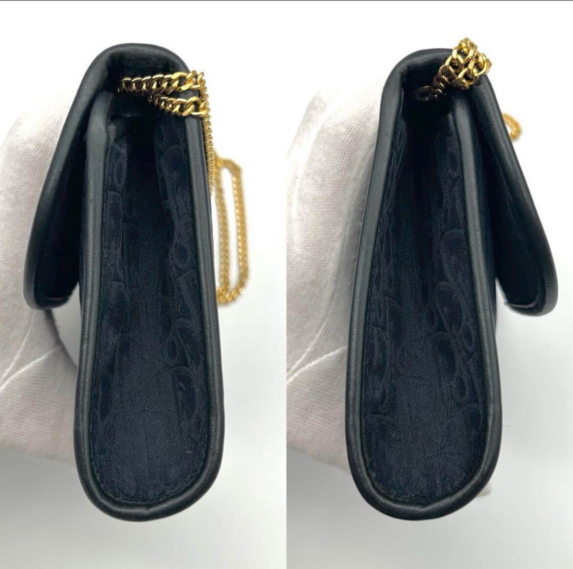 未使用近 極美品 Christian Dior クリスチャンディオール チェーン ゴールド金具 ショルダーバッグ ロゴ トロッター 2way ネイビーの画像5