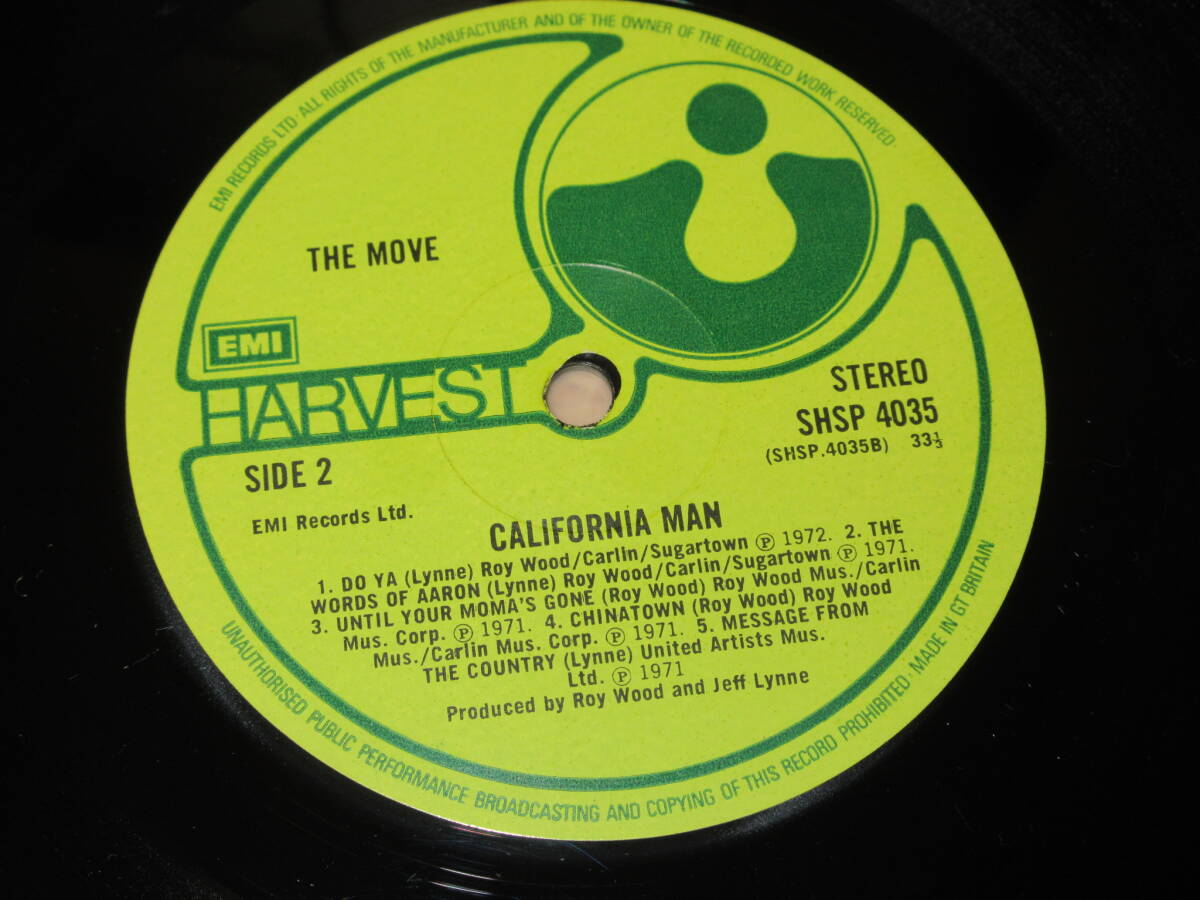 THE MOVE(ザ・ムーヴ)【CALIFORNIA MAN】英盤LP/HARVEST/SHSP 4035/エレクトリック・ライト・オーケストラ(ELECTRIC LIGHT ORCHESTRA)ELO_画像4