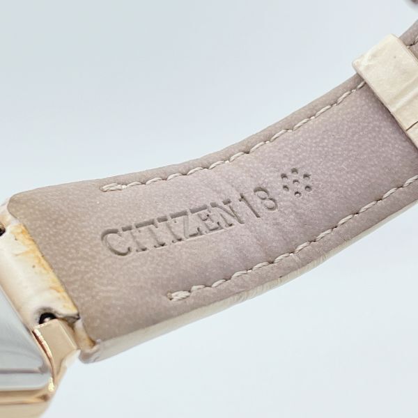 【1円スタート】稼働品 CITIZEN シチズン E031-S117798 エコドライブ スクエア シルバー文字盤 ゴールド 純正革ベルト クオーツ 腕時計の画像7