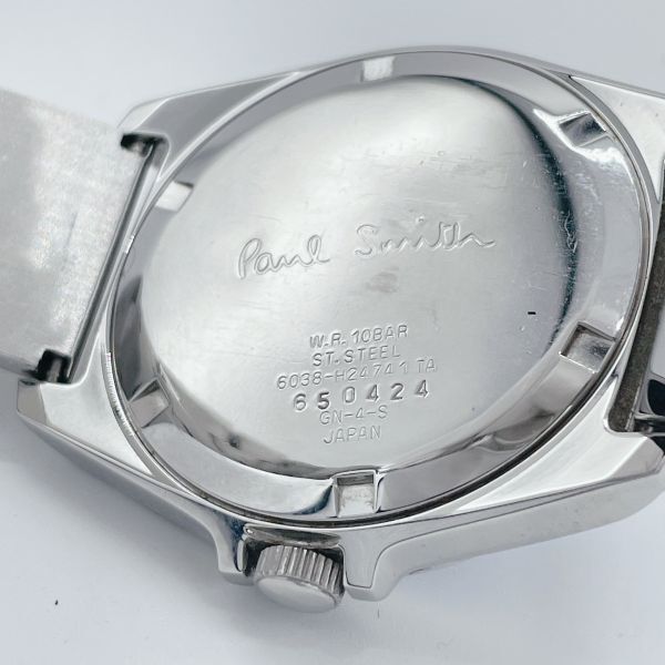【1円スタート】稼働品 箱・書類・コマ付属 Paul Smith ポールスミス 6038-H24741 青文字盤 シルバー 3針 クオーツ メンズ腕時計