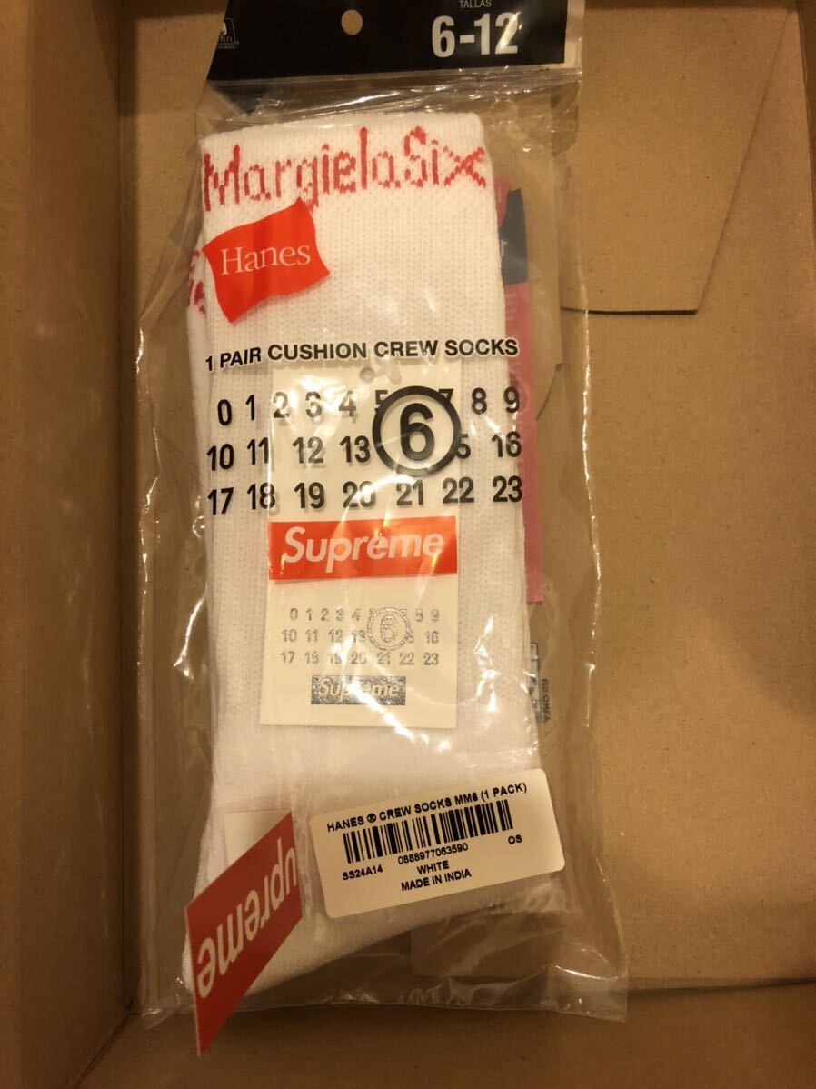 【新品正規】白 / 24ss supreme MM6 Maison Margiela Hanes Crew Socks (1 Pack) / シュプリーム マルジェラ ヘインズ　ソックス_画像3