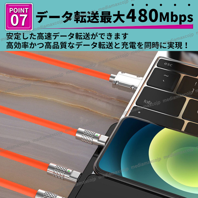 usb 急速充電 ケーブル 120W タイプC type-C データ ケーブル アンカー USBケーブル 充電ケーブル スマホ充電ケーブル Android iPhone の画像9