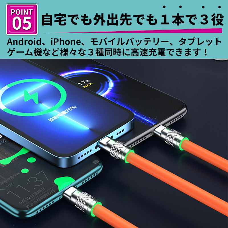 usb 急速充電 ケーブル 120W タイプC type-C データ ケーブル アンカー USBケーブル 充電ケーブル スマホ充電ケーブル Android iPhone の画像7