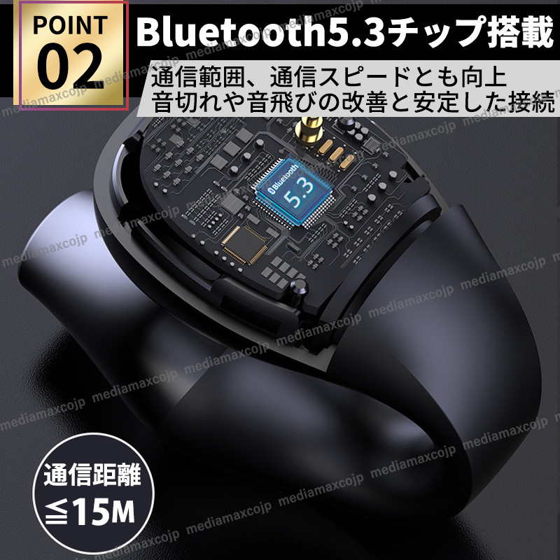 空気伝導 ワイヤレス イヤホン 骨伝導 Bluetooth5.3 イヤフォン ハンズフリー LED 高音質 マイク 自動ペアリング ノイズキャンセリングの画像4