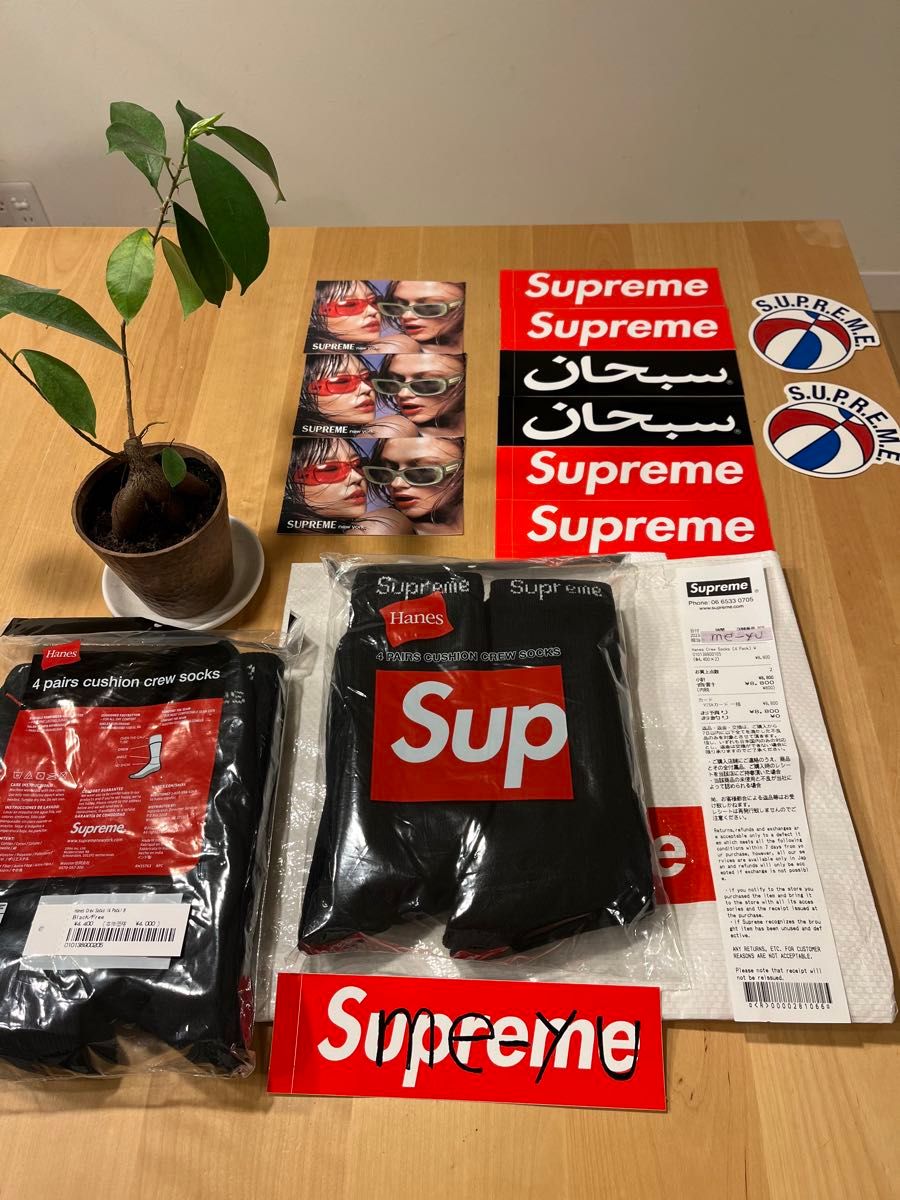 Supreme/Hanes Crew Socks ヘインズ　ソックス　黒1足