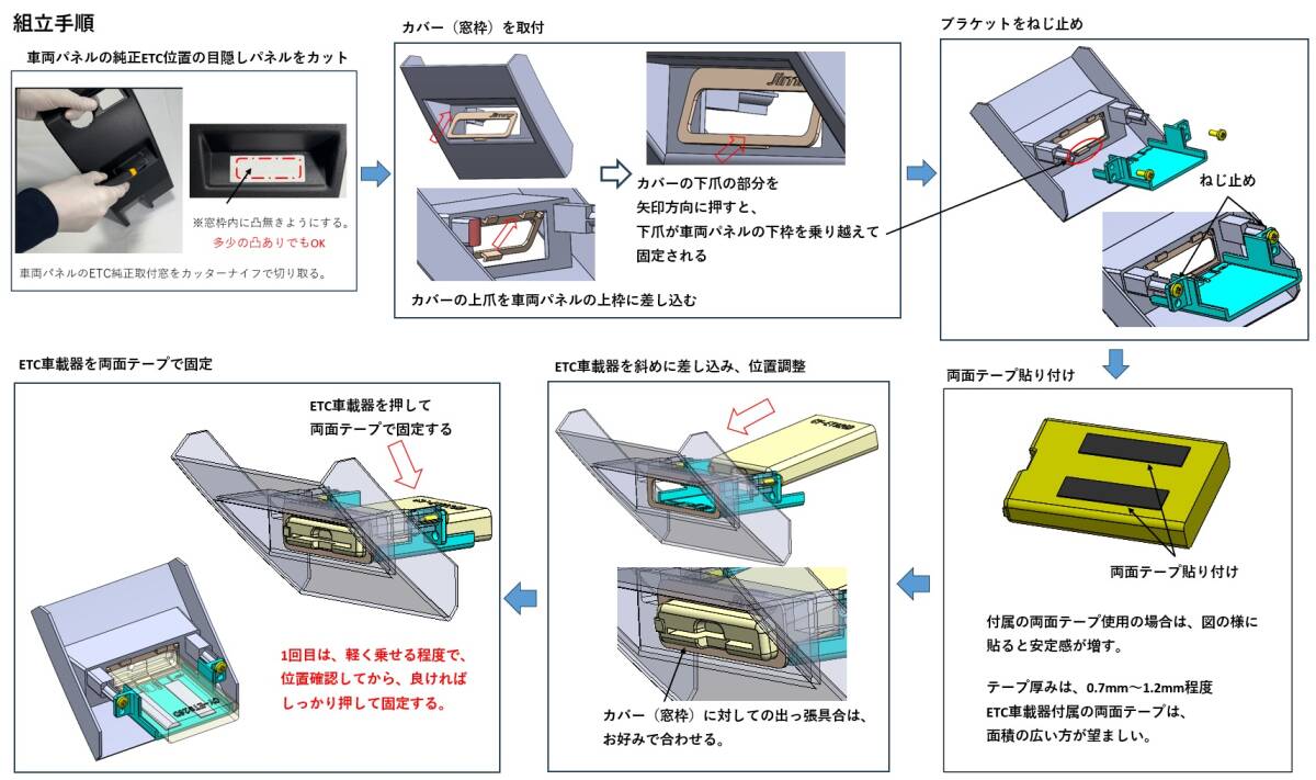 スズキ スペーシア/カスタム/ギヤ（MK53S/MK54S/MK94S）の純正ETC位置にパナソニックETC車載器を取付るキットの画像3