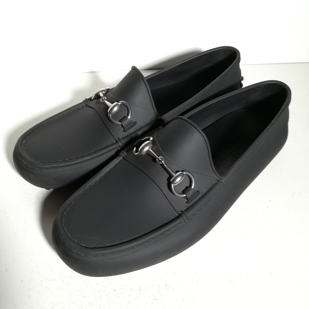 4124 * Gucci GUCCI* bit Loafer чёрный темно-серый 8 27.0cm степень платье обувь бизнес кожа обувь джентльмен обувь 