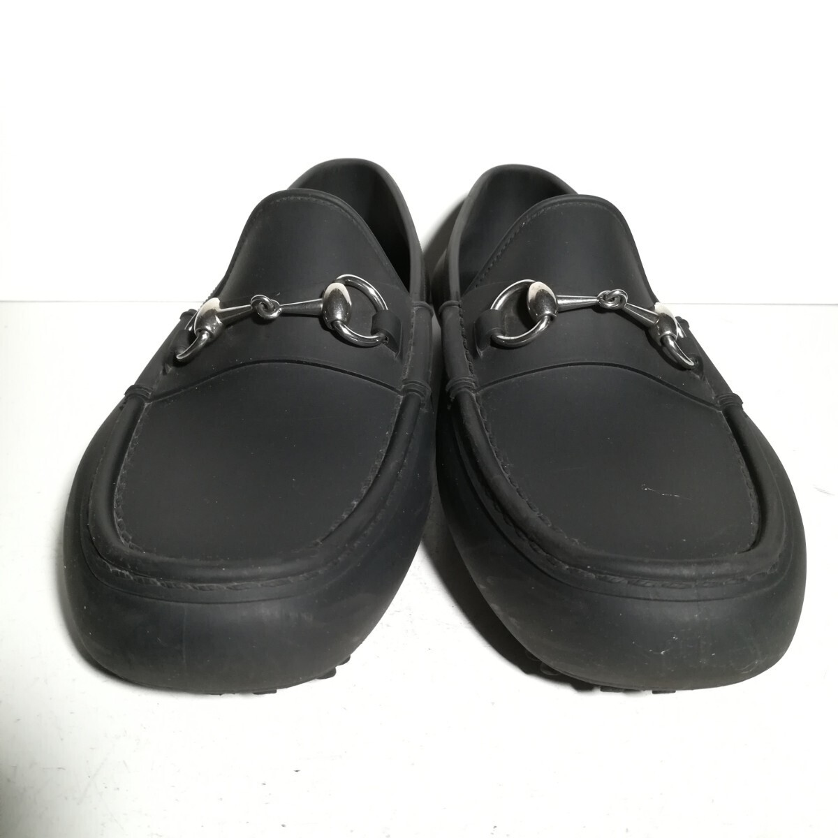 4124 * Gucci GUCCI* bit Loafer чёрный темно-серый 8 27.0cm степень платье обувь бизнес кожа обувь джентльмен обувь 