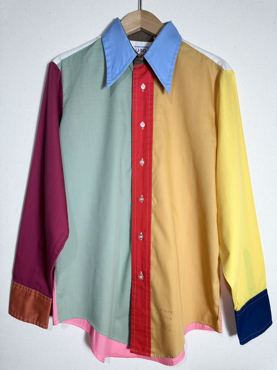 70's vintage manhattan u-30 colleetion crazy pateern long sleeve shirt ヴィンテージ マンハッタン クレイジーパターンシャツ 古着の画像1