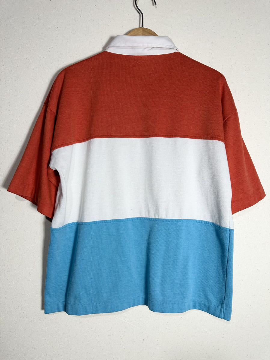 80s adidas vintage s/s rugger shirt ヴィンテージ アディダス 半袖ラガーシャツ 古着 レアの画像2