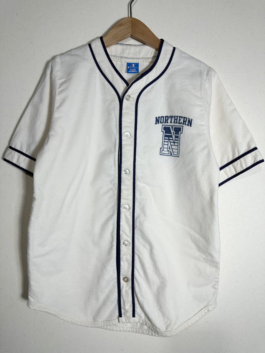 90s vintage champion s/s baseball shirt ヴィンテージ チャンピオン 半袖ベースボールシャツ ネル生地 古着 USA製_画像1