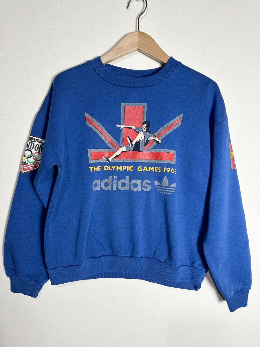 80s adidas vintage THE OLYMPIC GAMES LONDON Sweatshirt Vintage Adidas London Olympic тренировочный б/у одежда USA производства очень редкий 