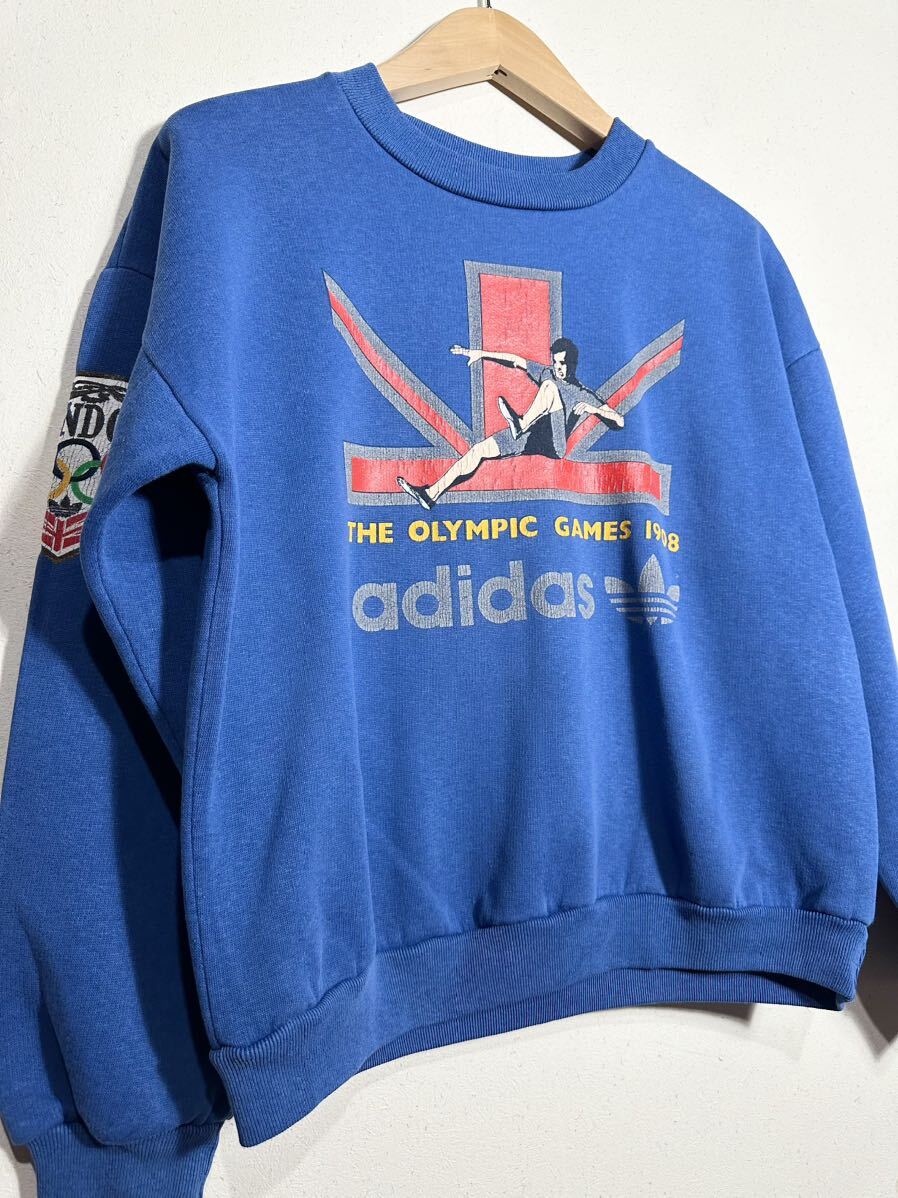 80s adidas vintage THE OLYMPIC GAMES LONDON Sweatshirt Vintage Adidas London Olympic тренировочный б/у одежда USA производства очень редкий 