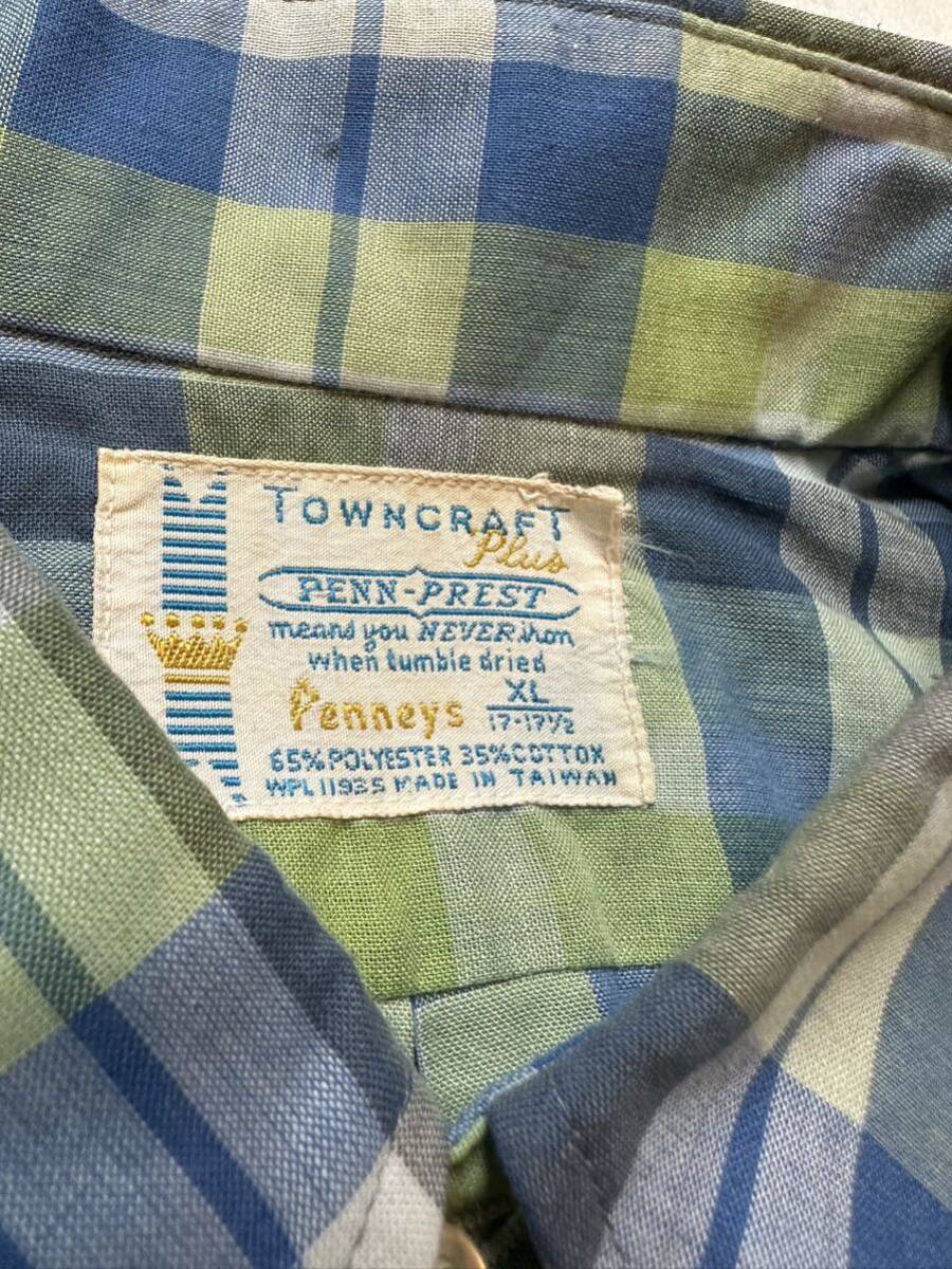 60~70s vintage TOWN CRAFT button down shirt ヴィンテージ タウンクラフト ボタンダウンシャツ チェック柄 古着 XL 長袖シャツ の画像8