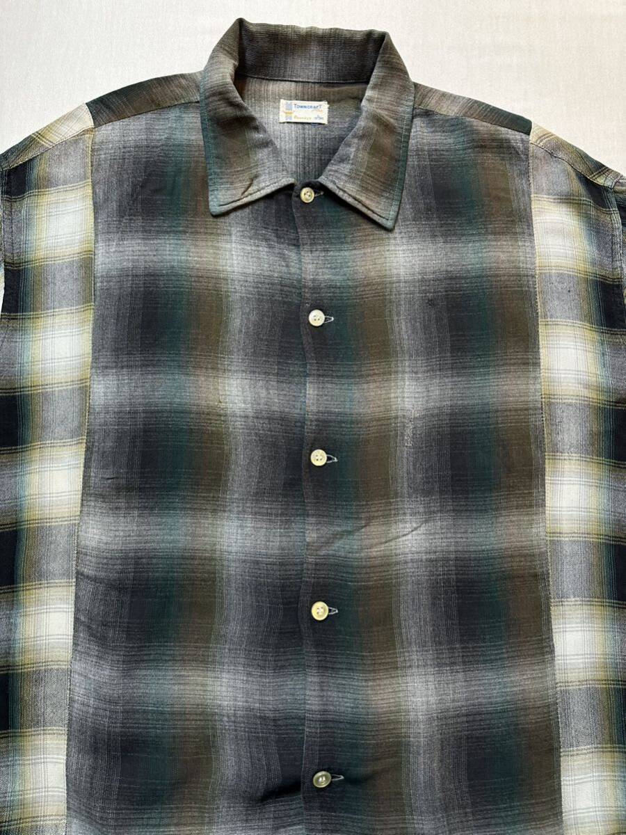 60s vintage TOWN CRAFT remake shirt ヴィンテージ タウンクラフト リメイクシャツ オンブレチェック 古着 ドッキングシャツ グランジの画像4