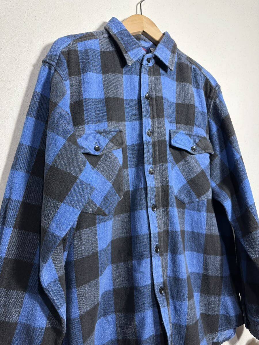 90s vintage DAKOTA flannel shirt ヴィンテージ ダコタ ヘビネル バッファローチェック 長袖シャツ 古着 L の画像3
