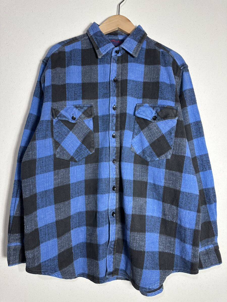 90s vintage DAKOTA flannel shirt ヴィンテージ ダコタ ヘビネル バッファローチェック 長袖シャツ 古着 L の画像1