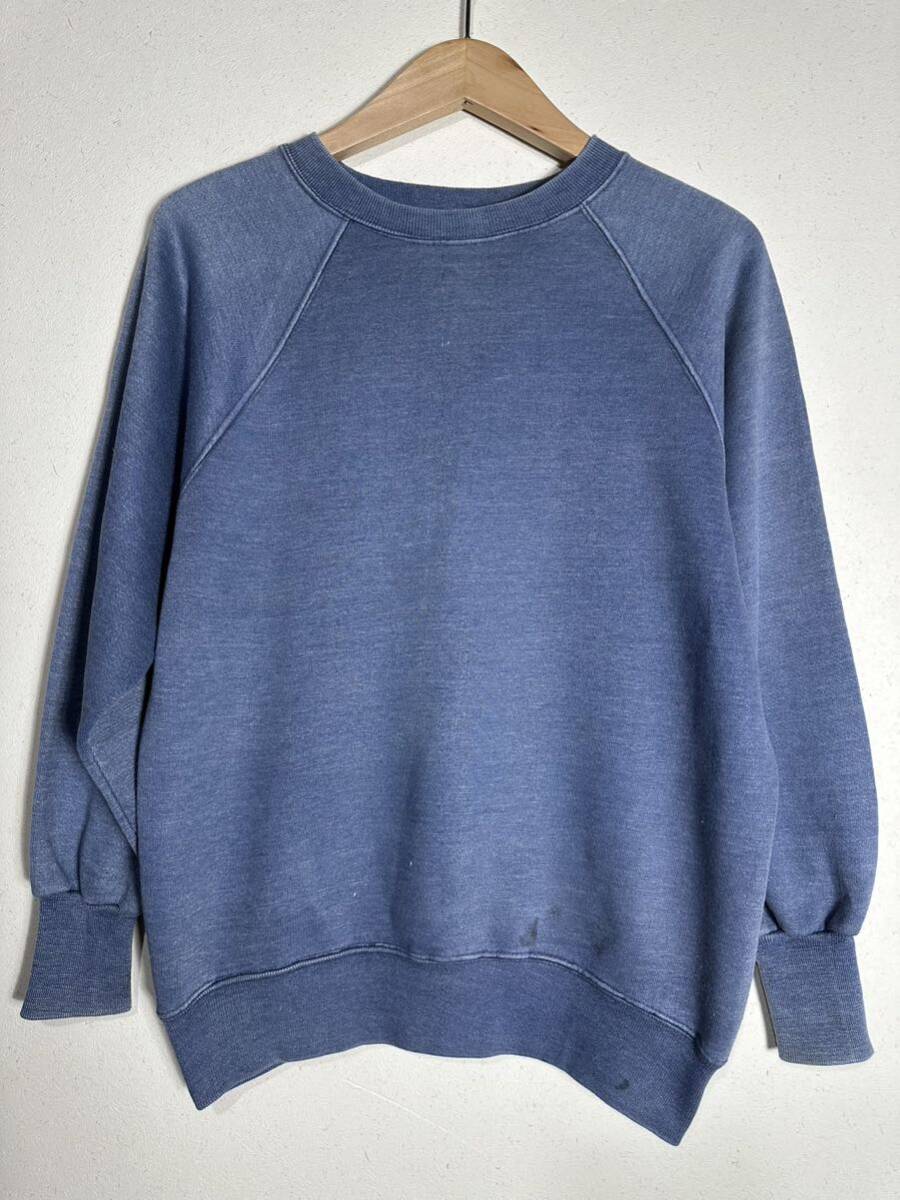 60~70s vintage Spring foot plain sweatshirt ヴィンテージ スプリングフット フェード 無地スウェット 古着 Ｍ _画像1