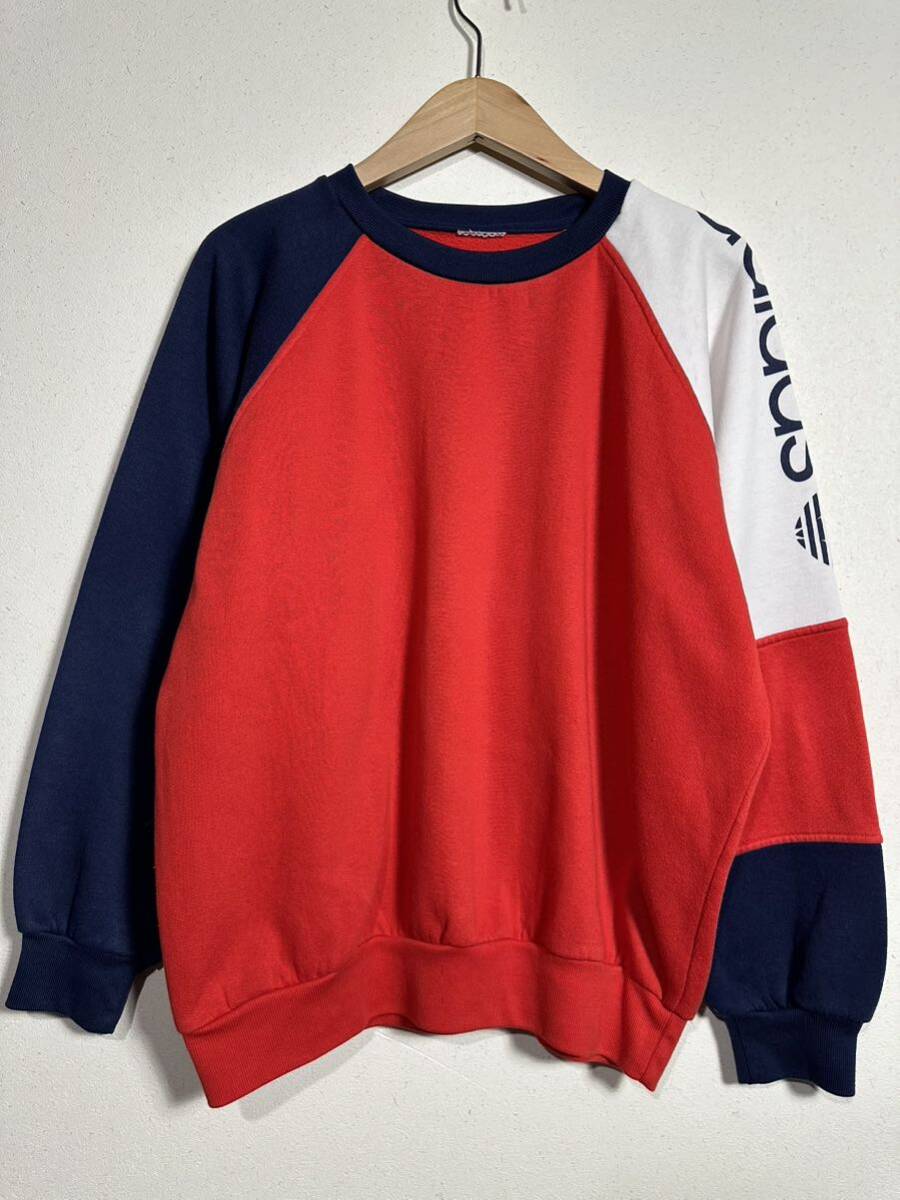 80s adidas vintage Sweatshirt ヴィンテージ アディダス スウェット 古着 ネイビーxレッドxホワイトの画像1