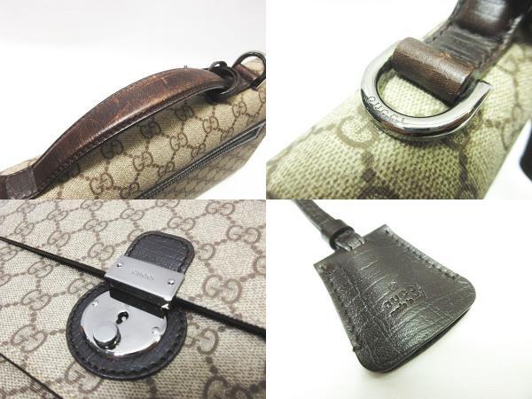 ヴィンテージ GUCCI オールドグッチ GGプラス 181083・493492 2wayバッグ ハンド トート ショルダーバッグ PVCレザー 鍵付き ブラウン 茶の画像4