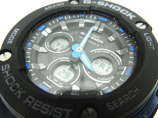 良品 CASIO カシオ G-SHOCK ジーショック メンズ腕時計 GST-W300G-1A2JF アナデジ 電波 タフソーラー ブラック×ブルー 箱付きの画像4