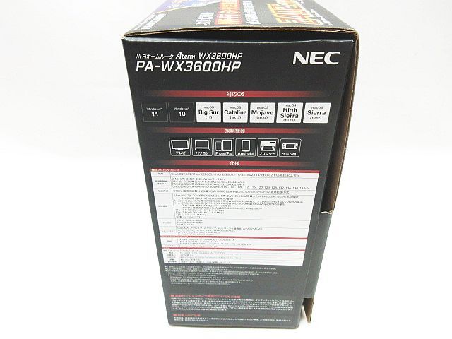 NEC Aterm PA-WX3600HP WX3600HP 無線ルーター Wi-Fi ホームルーター ルーター 元箱 通電確認 ジャンク扱い _画像9