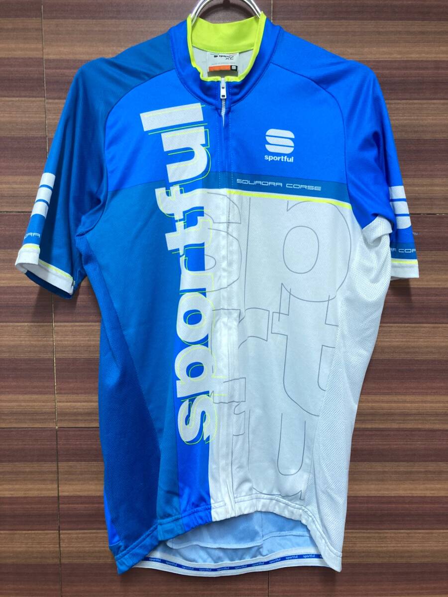 HS836 スポーツフル sportful 半袖 サイクルジャージ 青 白 XL ※ほつれ、汚れ